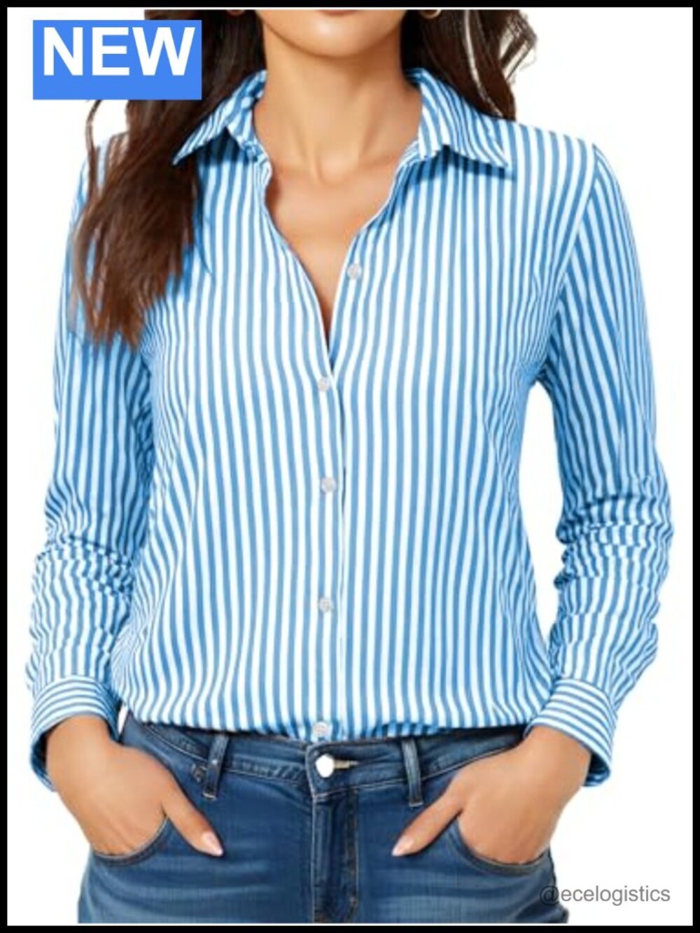 Non-Iron Wrinkle-Free Women's Button Down Long Sleeve Dress Shirt with Mulberry